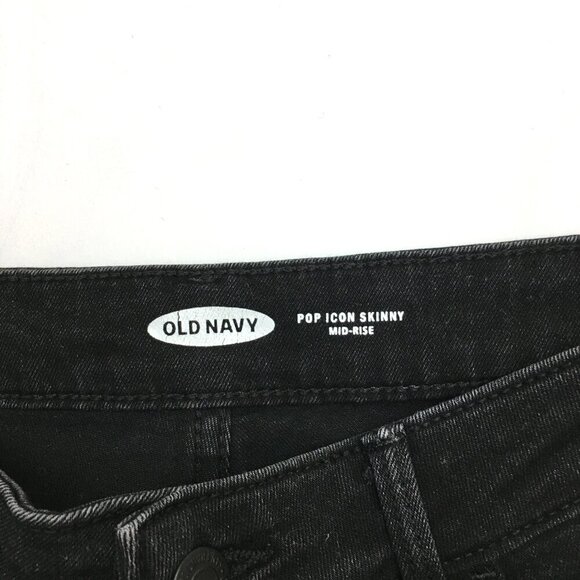 Old Navy Jeans Women's Black Pop Icon Skinny Mid Rise Distressed size 2 - Picture 3 of 8